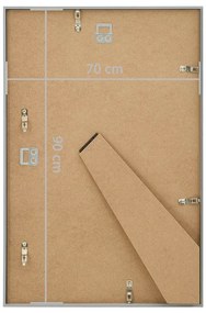 Molduras para parede ou mesa 3 pcs 70x90 cm MDF prateado