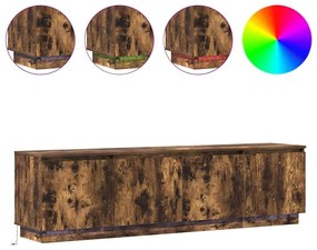 Aparador de TV com LED Carvalho Fumado 180x38x49 cm Madeira Engenheira