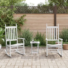 Cadeiras de baloiço 2 pcs c/ mesa dobrável álamo maciço branco