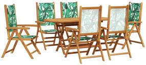Conjunto de Jantar de Jardim 7 pcs Padrão de folhas 6-Pessoas
