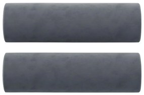 Sofá 2 lug. c/ almofadas decorativas 140 cm veludo cinza-escuro