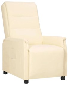 vidaXL Poltrona reclinável couro artificial cor creme