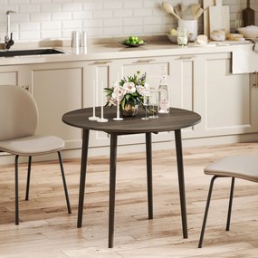 Mesa de jantar dobrável com 2 abas, mesa redonda extensível para 4 pessoas, pés em madeira Ø 89 x 73,5 cm, cinzenta