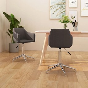 vidaXL Cadeiras de jantar giratórias 2 pcs tecido cinzento-acastanhado