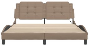 Estrutura cama c/ luzes LED 160x200 couro artificial cappuccino