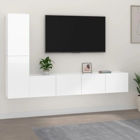 3114314 vidaXL 4 pcs conjunto móveis de TV madeira processada branco brilhante