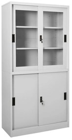 vidaXL Armário escritório porta deslizante 90x40x180cm aço cinza-claro