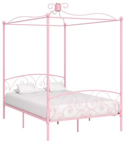 vidaXL Estrutura de cama com dossel 140x200 cm metal cor-de-rosa