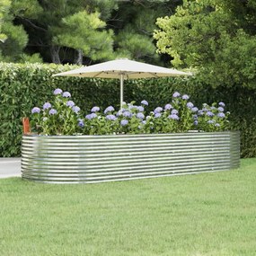 vidaXL Canteiro elevado jardim 367x140x68 aço galvanizado prateado