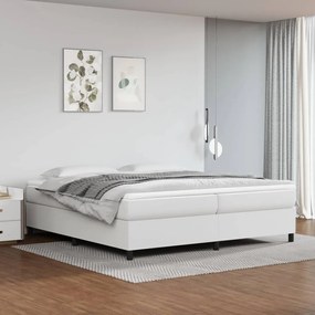 Cama com molas/colchão 200x200 cm couro artificial branco