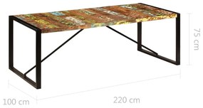 Mesa de jantar madeira recuperada maciça 220x100x75 cm