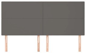 Cabeceira de cama 4 pcs couro artificial 100x5x78/88cm cinzento