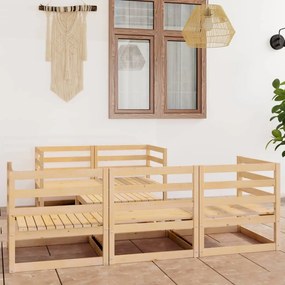 vidaXL 6 pcs conjunto lounge de jardim pinho maciço