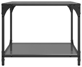 Mesa de centro com topo em vidro preto 50x50x40 cm aço