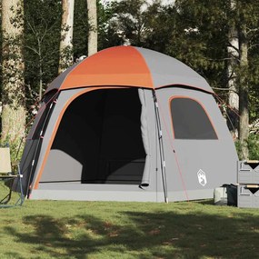 Tenda familiar estilo Igloo 6 pessoas imperm. cinza/laranja