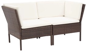 Conjunto lounge jardim c/ almofadões 6 pcs vime PE castanho