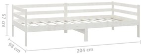 Sofá-cama com colchão 90x200 cm pinho maciço branco