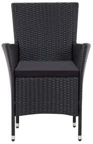 Conjunto de jantar para exterior 9 pcs vime PE preto