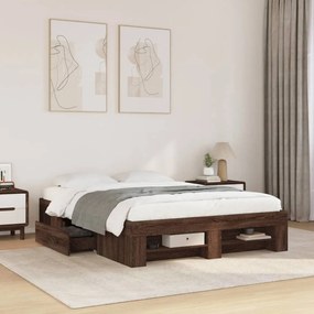 vidaXL Estrutura cama s/ colchão derivados madeira carvalho castanho