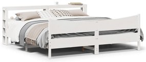 Estrutura de cama com cabeceira 200x200 cm pinho maciço branco