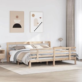 vidaXL Estrutura de cama com cabeceira 180x200 cm pinho maciço