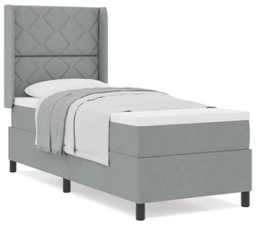 Cama com Estrado e Colchão Cinza Claro 90x190 cm em Tecido