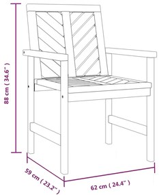 Cadeiras de jantar para jardim 3 pcs acácia maciça