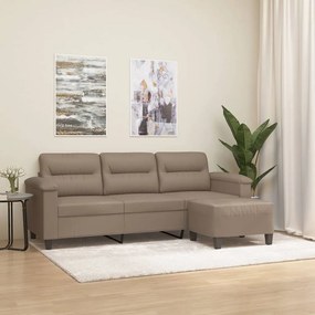 vidaXL Sofá 3 lugares c/ apoio pés 180 cm couro artificial cappuccino
