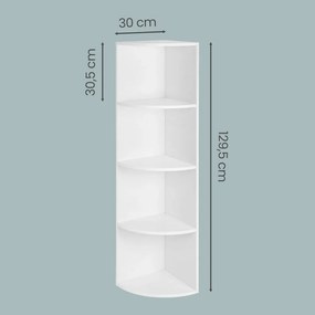 Estante de canto com 4 prateleiras 30,5 x 130 x 30,5 cm branca