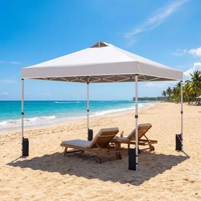Tenda dobrável 3x3 m com 4 x Sacos de areia de montagem instantânea com 1 botão campismo, feiras, eventos e Saco com rodas Branca