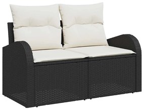 Conjunto de Sofá de Jardim de 8 Peças com Almofadas Pretas em Rattan S