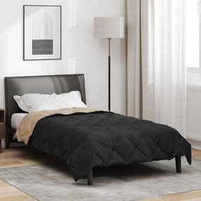 vidaXL Duvet de Ano Inteiro Preto e Taupe 200 x 155 cm Microfibra