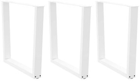 vidaXL Pernas para mesa de jantar em V 3 peças, branco, 80x(72-73,3) cm, aço