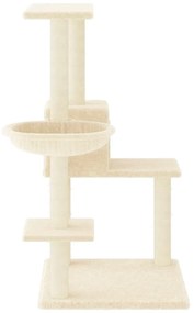 Árvore para gatos c/ postes arranhadores sisal 95 cm cor creme