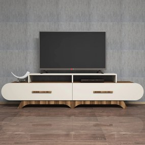 Móvel TV Flora – Nogueira e Creme – 205x50x36,8 cm