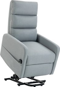 HOMCOM Poltrona Relax Elétrica com Auxílio para Levantar, Controle Remoto, Espuma Macia, Bolso Lateral, Revestimento com Aparência de Linho, Cinza | Aosom Portugal
