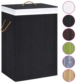 Cesto para roupa suja c/ secção única bambu preto