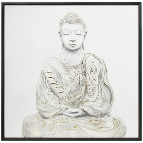 HOMCOM Pintura em Lona de Buda 83x83cm com Textura Dourada Impressão Artistica Quadro de Parede para Decoração Multicor
