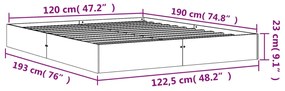 Estrutura de cama 120x190 cm madeira pinho maciça castanho cera