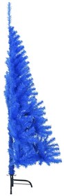 Meia árvore de Natal artificial com suporte 120 cm PVC azul