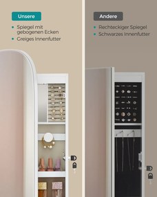 Armário de parede porta jõias com superfície espelho em branco
