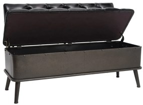 Banco de arrumação com encosto 110 cm couro artificial preto