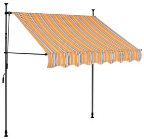 Toldo retrátil manual com LED 150 cm amarelo e azul