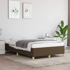Estrutura de cama sem colchão 120x200 cm tecido castanho-escuro