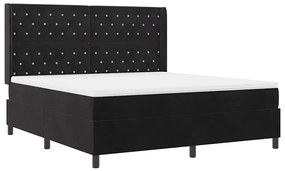 Cama Box Spring vidaXL com Colchão Preto 180x200 cm Veludo