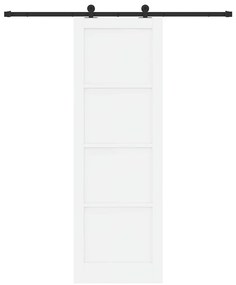 Porta Deslizante com Conjunto de Ferragens Branca 78x232 cm Madeira Ma