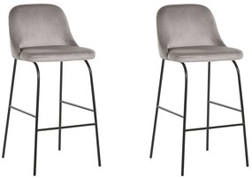 Conjunto de 2 cadeiras de bar em veludo cinzento NEKOMA Beliani