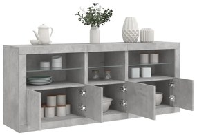 Aparador com luzes LED 162x37x67 cm cinzento cimento