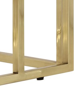 Mesa consola aço inoxidável e vidro temperado dourado