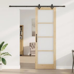 Porta Deslizante com Conjunto de Ferragens 78x232 cm Madeira Sólida de